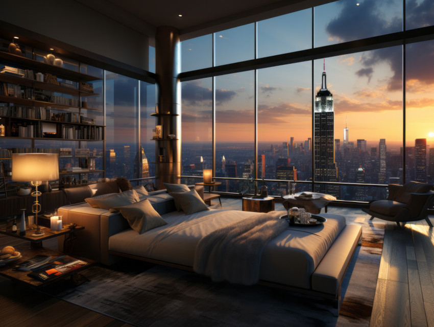Image showcasing Luxury penthouse hotel room overlooking New York | Unreal Images - Free ...
