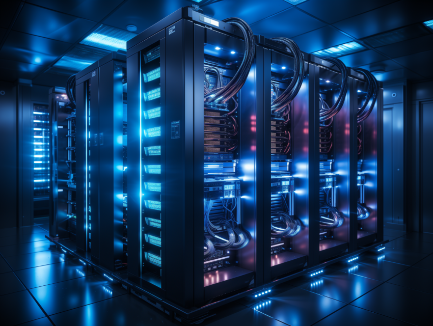 Blue-Lit Server Room Racks | Unreal Images - Free AI Generated Images ...