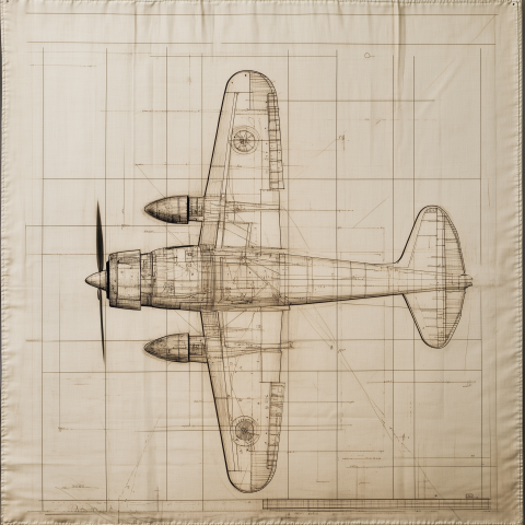 Vintage Technical Blueprint of Airplane | Unreal Images - Free AI ...